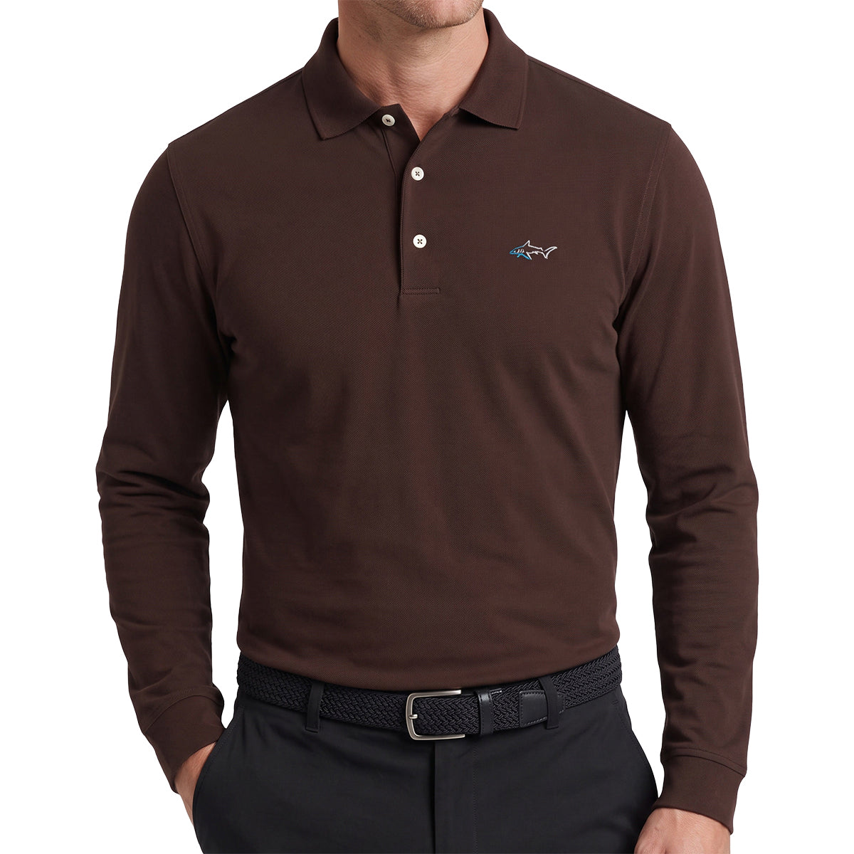 Long Sleeve Pique Shark Polo – Greg Norman Collection